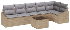 vidaXL Σετ Καναπέ Κήπου 7 pcs Μπεζ Πολυ ράταν
