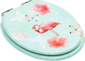 vidaXL Καλύμματα Λεκάνης με Soft Close 2 τεμ. Σχέδιο Φλαμίνγκο MDF