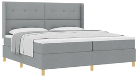 vidaXL Κρεβάτι Box Spring με Στρώμα Ανοιχτό Γκρι 200x200 εκ. Ύφασμα