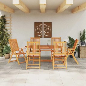 vidaXL Σέτ φαγητού για κήπο 7 pcs Καφέ Μασίφ ξύλο ακακίας
