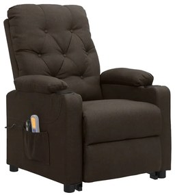 vidaXL Πολυθρόνα Μασάζ με Ανύψωση Σκούρο Καφέ Υφασμάτινη