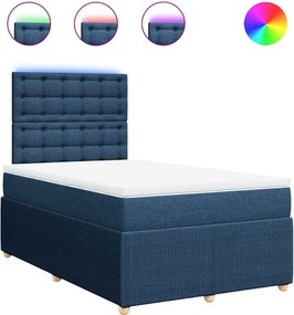 vidaXL Κρεβάτι Boxspring με Στρώμα Μπλε 120x190 εκ. Υφασμάτινο