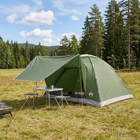 vidaXL Σκηνή Camping με στέγη Πράσινο 6 ατόμων Πολυεστέρας και Χάλυβας