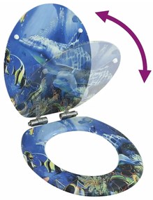 vidaXL Κάλυμμα Λεκάνης με Καπάκι Soft Close Σχέδιο Δελφίνια από MDF