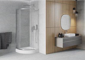 Mexen Rio καμπίνα ντους ημικυκλική 70 x 70 cm, διάφανη, χρώμιο + δίσκος , λευκό