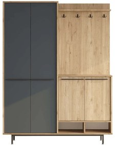 Έπιπλο Εισόδου Os 956LCS2834 147,4x35,5x195,6cm Oak-Anthracite Μοριοσανίδα, Μελαμίνη