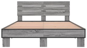 vidaXL Πλαίσιο Κρεβατιού Γκρι Sonoma 140x190 εκ. Επεξ. Ξύλο &amp; Μέταλλο