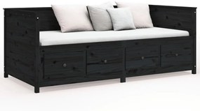 vidaXL Καναπές Κρεβάτι Μαύρος 90 x 200 εκ. από Μασίφ Ξύλο Πεύκου