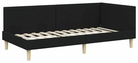 vidaXL Κρεβάτι Γωνίας Άλλο Μαύρο 90 x 190 cm Ύφασμα και Έργο ξύλου