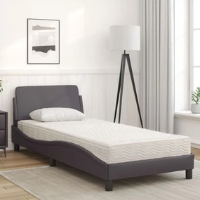 vidaXL Κρεβάτι με Στρώμα Dover Γκρι 90x190 εκ. από Συνθετικό Δέρμα