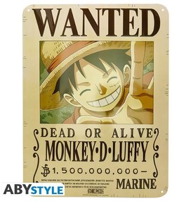 Μεταλλική πινακίδα One Piece - Luffy Wanted New World