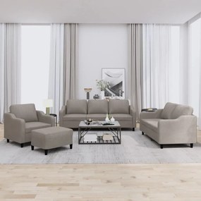 Πολυθρόνες Σετ 4 Τεμαχίων Taupe από Ύφασμα με Μαξιλάρια 3201785