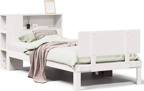 vidaXL Κρεβάτι Βιβλιοθήκη Χωρίς Στρώμα Λευκό 75x190 εκ Μασίφ Πεύκο