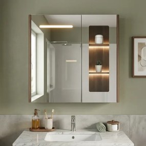 Martin Lavare 60 Led Walnut - Καθρέπτης μπάνιου με ντουλάπι (53x12x70)