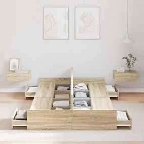 vidaXL Κρεβάτι με αποθηκευτικό χώρο Sonoma Δρυς 120 x 190 cm