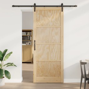vidaXL Συρόμενη Πόρτα με Σετ Συναρμολόγησης 93x232 εκ Μασίφ Ξύλου Πεύκου