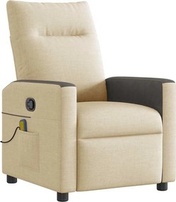 vidaXL Πολυθρόνα Μασάζ Ανακλινόμενη Κρεμ Υφασμάτινη