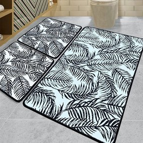 Πατάκι Μπάνιου Frond 359CHL5402 (Σετ 3τμχ) White-Black L'essentiel Maison 50X60 Πολυέστερ