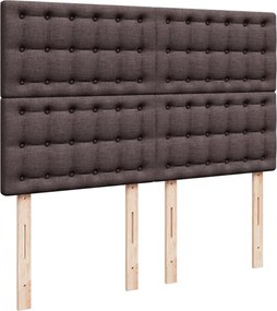 vidaXL Κρεβάτι Boxspring με Στρώμα Σκούρο Καφέ 140x200 εκ Υφασμάτινο