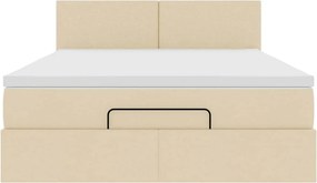 vidaXL Οθωμανικό κρεβάτι με στρώμα Cream 140x190cm ύφασμα