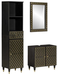 vidaXL Έπιπλα Μπάνιου Σετ 3 Τεμαχίων από Μασίφ Ξύλο Μάνγκο