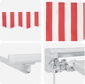 vidaXL Χειροκίνητη Ανακλινόμενη Σκίαση Κόκκινο και Λευκό 5 x 3 m