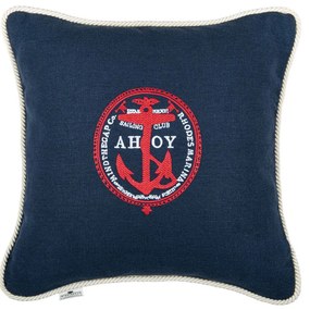 Μαξιλάρι Διακοσμητικό (Με Γέμιση) Ahoy! Lc40103 50X50Cm Blue-Red Mindthegap 50Χ50 Feather