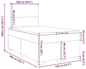 Κρεβάτι Boxspring με Στρώμα Μαύρο 120 x 200 εκ. Βελούδινο - Μαύρο