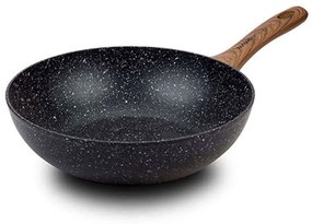 Τηγάνι Γουόκ Αντικολλητικό Nature 10-144-110 28cm Black-Brown Nava 28cm Aluminium