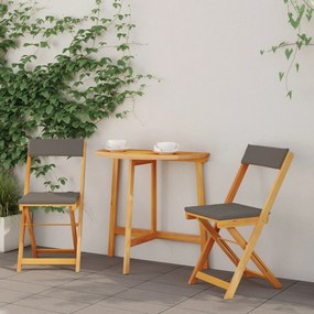vidaXL 3 Τεμάχια Πτυσσόμενο Μπιστρό Σετ Με Μαξιλάρια Σκληρού Ξύλου Ακακίας