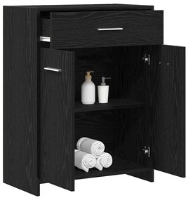 vidaXL Ντουλάπι Μπάνιου Μαύρη Οξυά 60 x 33 x 80 εκ. Μασίφ ξύλο δρυός