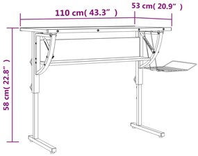 vidaXL Γραφείο Χειροτ. Λευκό/Γκρι 110x53x(58-87) εκ. Επ. Ξύλο&amp;Ατσάλι