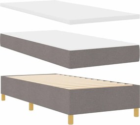 vidaXL LED Κρεβάτι με βάθρο με στρώμα Taupe 90 x 200 cm ύφασμα