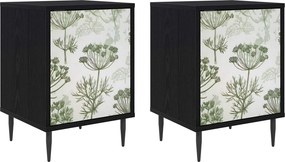vidaXL Κομοδίνο GOTHA 2 τμχ. Μαύρη Δρυς 36 x 33 x 51 εκ.