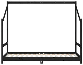 vidaXL Πλαίσιο Παιδικού Κρεβατιού Μαύρο 2x(90x190)εκ Μασίφ Ξύλο Πεύκου