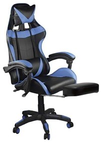BF7860 Gaming Relax Πολυθρόνα Γραφείου με Υποπόδιο, Pu Μαύρο - Μπλε 63x70x117/127cm