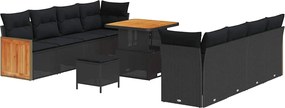 vidaXL Σετ Καναπέ Κήπου με μαξιλάρι 11 pcs Μαύρο
