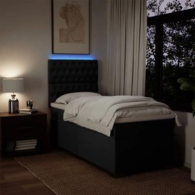 vidaXL Κρεβάτι Boxspring με Στρώμα Μαύρο 90x200 εκ. Υφασμάτινο
