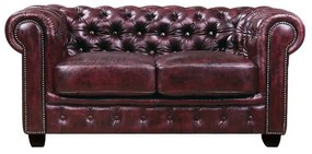 CHESTERFIELD Birmingham Καναπές 2Θέσιος Σαλονιού Καθιστικού, Δέρμα Antique Red