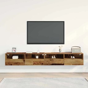 vidaXL Ντουλάπι Τηλεόρασης Τοίχου 2 pcs Παλιό Ξύλο 100 x 30 x 30 cm