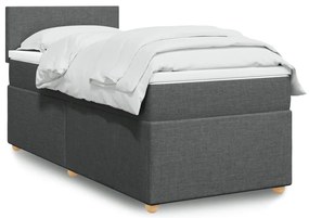 vidaXL Κρεβάτι Boxspring με Στρώμα Σκούρο Γκρι 90x200 εκ. Υφασμάτινο