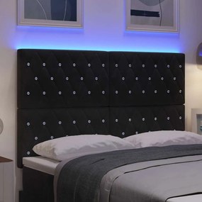 vidaXL Κεφαλάρι LED με φώτα λωρίδας LED Argyle Μαύρο 144 cm Βελούδο