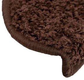 vidaXL Πατάκια Σκαλιών 15 τεμ. Καφέ Ημίστρογγυλά Μεγάλα 65x21x4 εκ.