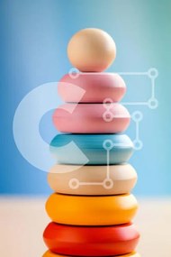 Intra Συλλεκτικό Ξύλινο Παζλ Plywood  4mm - Πολύχρωμο ξύλινο μπλοκ πυραμίδα Σε Ξύλινο Κουτί - Διαστάσεις Puzzle: 10x10 cm – 25 κομμάτια