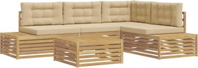vidaXL 6 pcs Σειρά Καναπέ Εξωτερικού Πολυεστέρας Λευκό