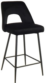 Σκαμπό μπαρ Murde pakoworld μαύρο βελούδο και μεταλλικά πόδια σε μαύρη απόχρωση 47x52x96εκ