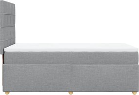 vidaXL Κρεβάτι Boxspring με Στρώμα Ανοιχτό Γκρι 100x200 εκ. Υφασμάτινο