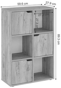Βιβλιοθήκη Bookel pakoworld μελαμίνης σε oak απόχρωση 59.5x27.5x89εκ