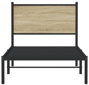 vidaXL Σκελετός Κρεβ. Χωρίς Στρώμα Sonoma Δρυς 75x190 εκ. Μεταλλικό