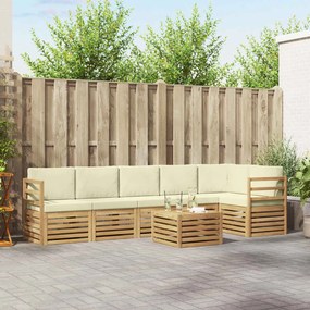 vidaXL Σειρά Καναπέ Εξωτερικού 7 pcs Λευκό και Κρεμ Πολυεστέρας